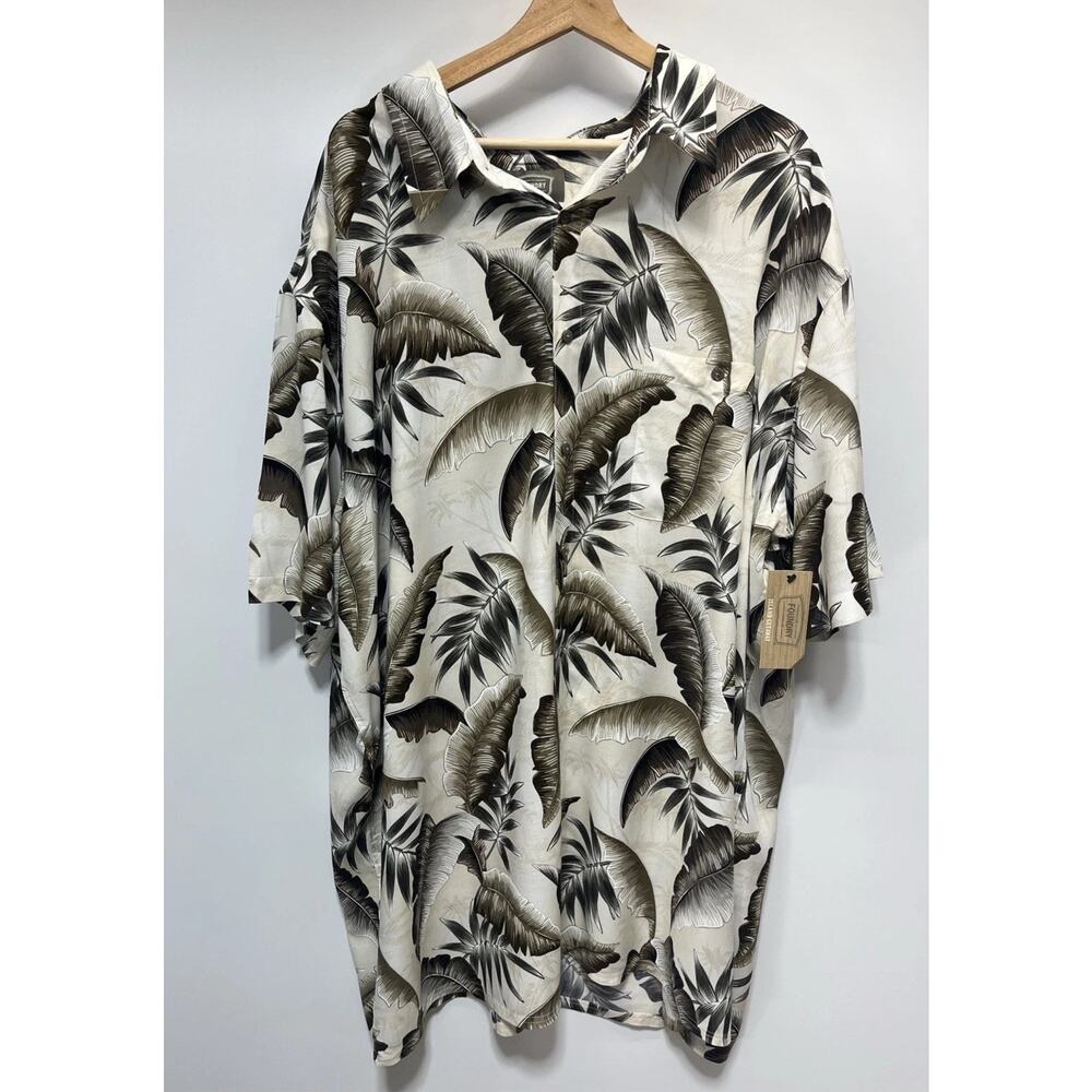 The Foundry Supply Co. Beige and Brown Tropical Print Button-Down Shirt